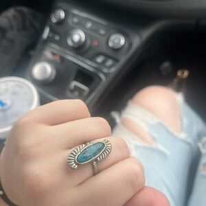 Sterling Silver Blue Turquoise Oval Statement Ring